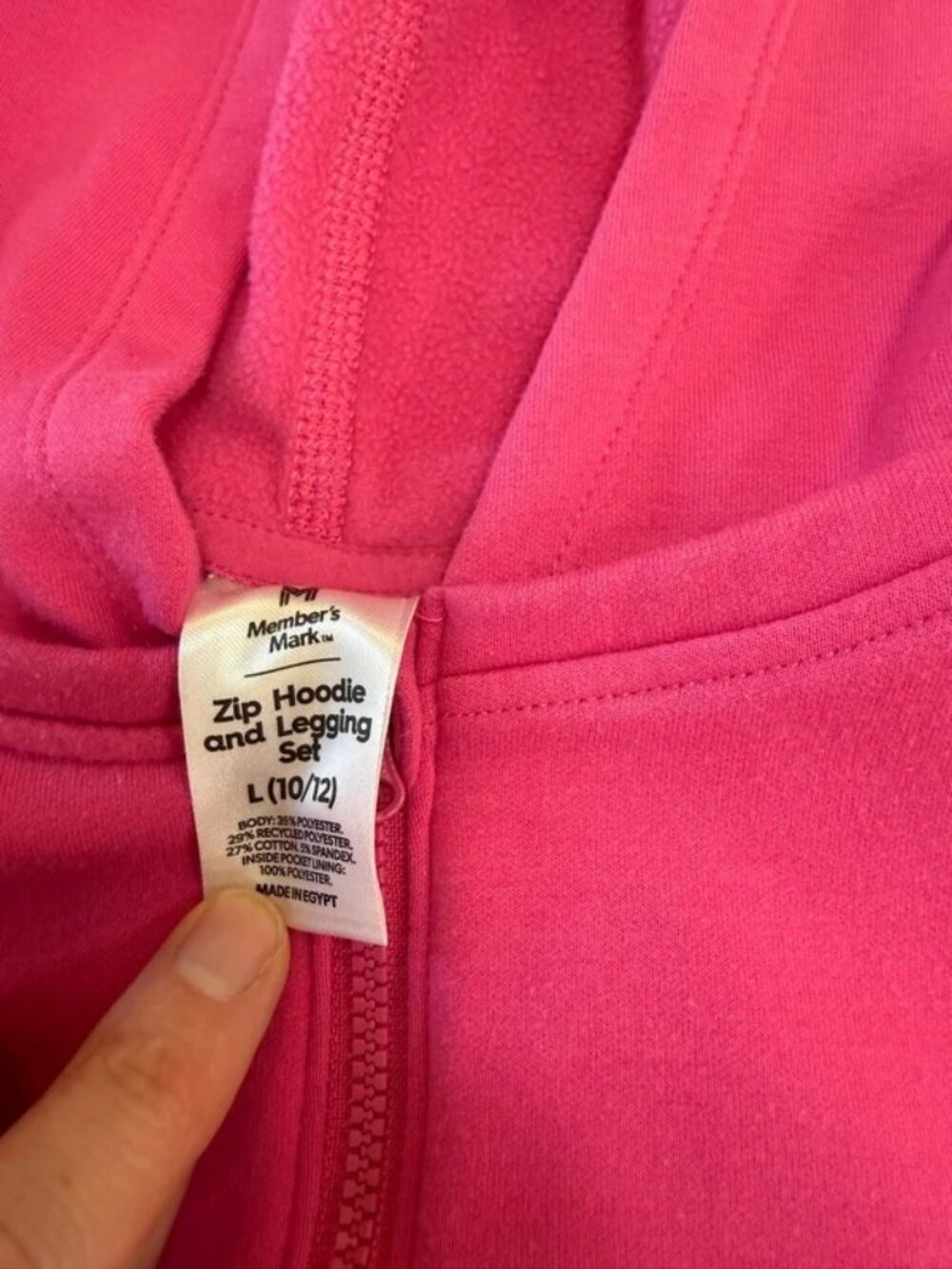 Members Mark Girls Pink Quarter-Zip Hoodie L 10-12